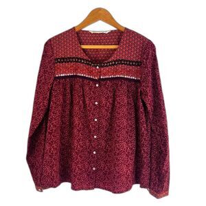 Hippie Laundry Boho Maximalist Beaded Multicolor Blouse Dressy Size Medium